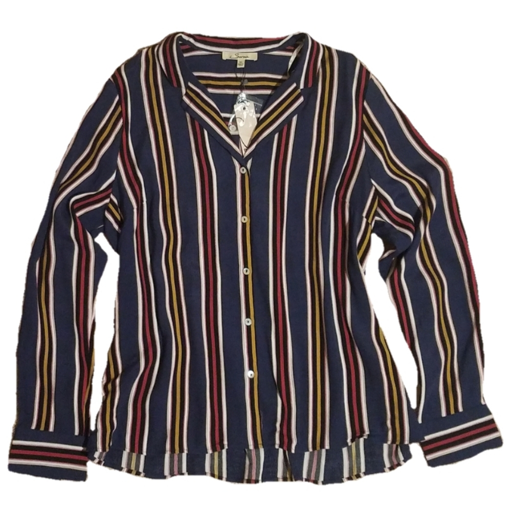 Serein striped button down shirt blouse